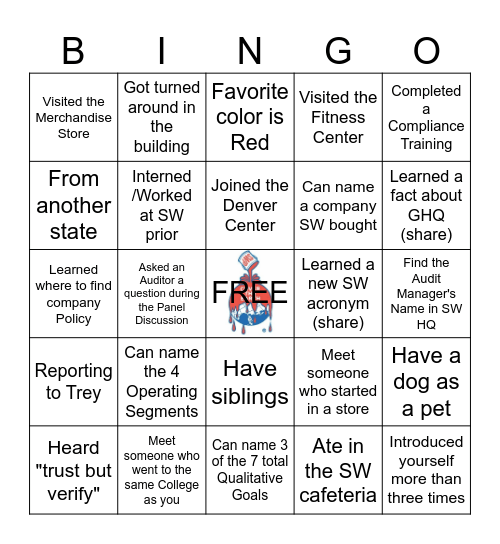 Sherwin Williams Bingo Card