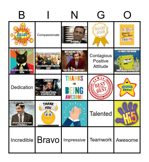 Appreciation Bingo Card
