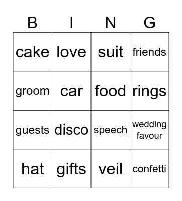 Em and Josh are getting married Bingo Card