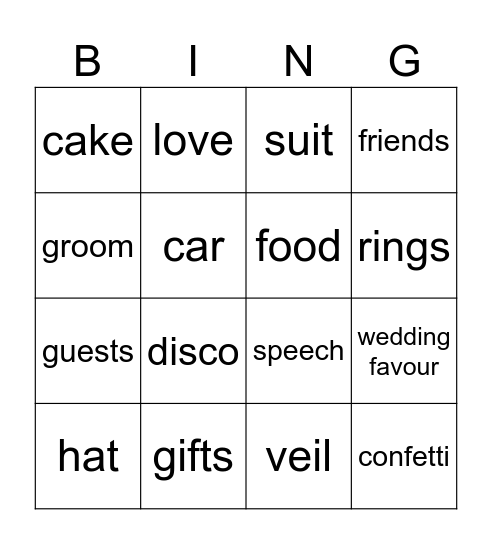 Em and Josh are getting married Bingo Card