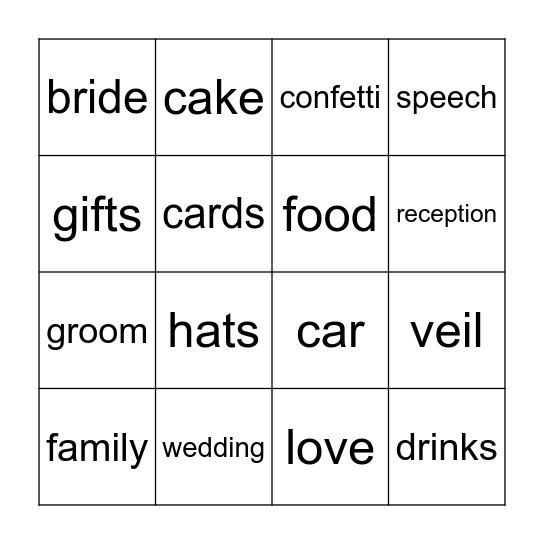 Em and Josh are getting married Bingo Card