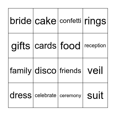 Em and Josh are getting married Bingo Card