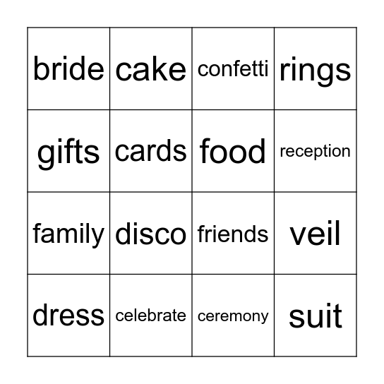 Em and Josh are getting married Bingo Card