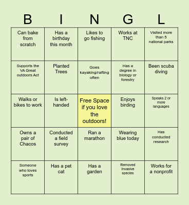 Networking Bingle ! Bingo Card