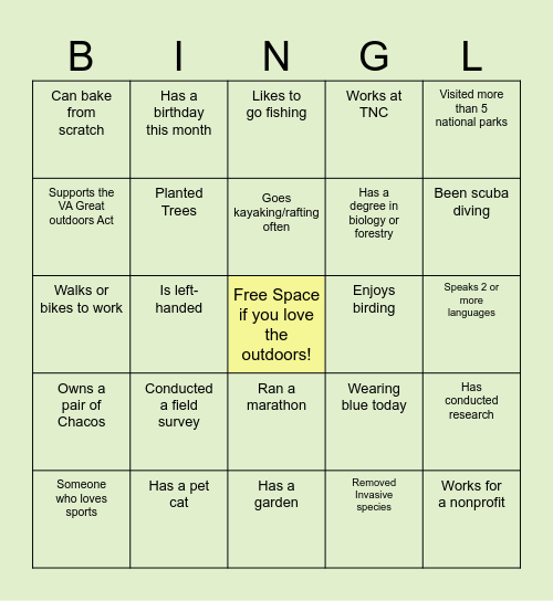 Networking Bingle ! Bingo Card