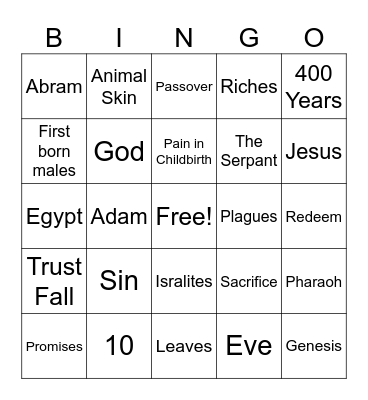 VBS Review Bingo Card