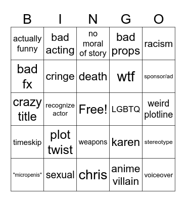 goon Bingo Card
