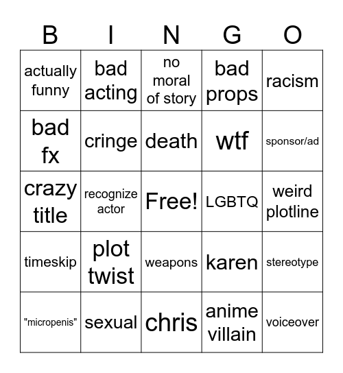 goon Bingo Card