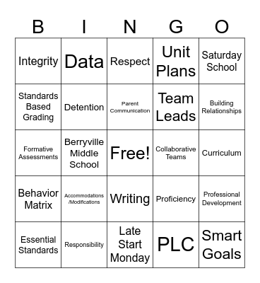 BMS Bobcat Bingo Card