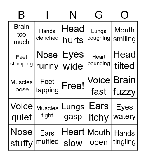 Body Smarts Signals Bingo Card
