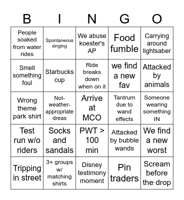 Grad Trip 2026 Bingo Card