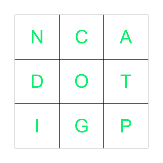 Phonics Bingo Card