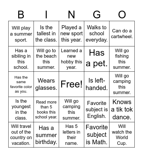 Find Someone Who... Bingo Card