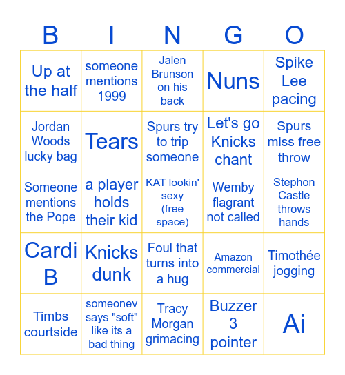 Knicks in 5!!! Bingo Card