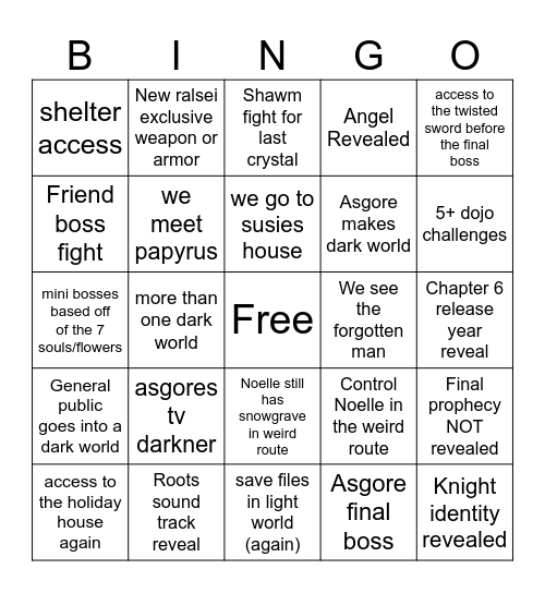 Chapter 5 Bingo Card