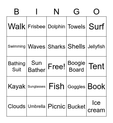 Beach Bingo Card