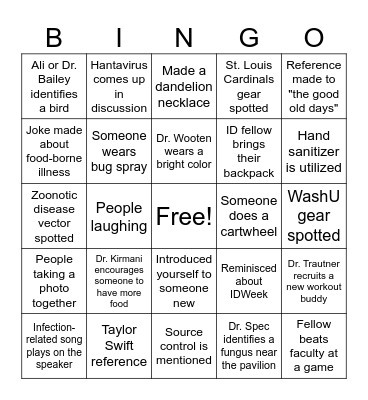 ID Division Picnic Bingo Card