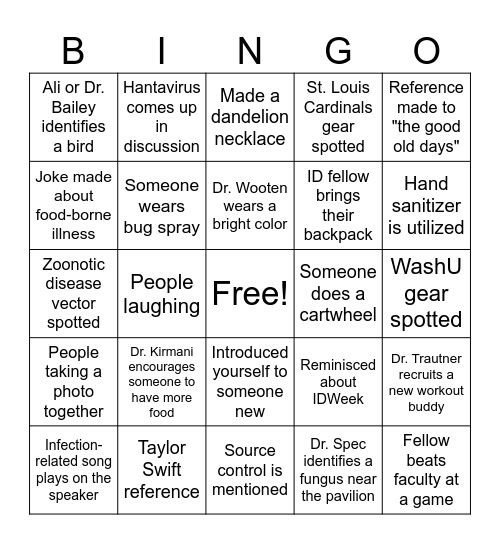 ID Division Picnic Bingo Card