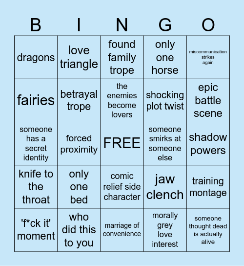Romantasy Con Book Club Bingo Card