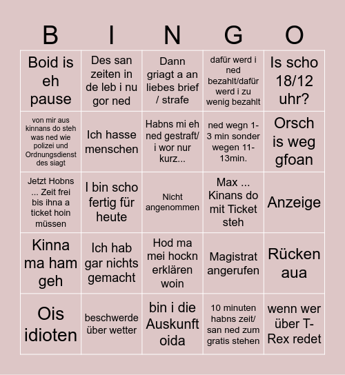 VÜ Bingo Card