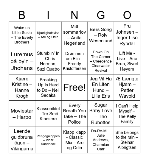 Kor E-14 sommeravslutning Bingo Card