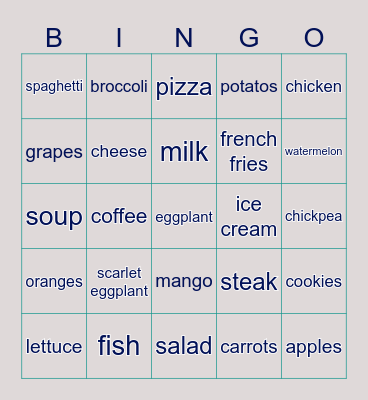FOOD FOOD FOOD FOOD FOOD FOOD FOOD Bingo Card