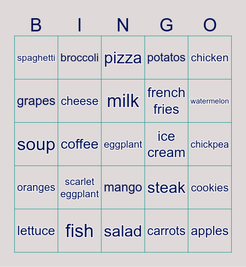 FOOD FOOD FOOD FOOD FOOD FOOD FOOD Bingo Card