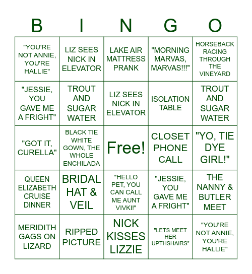 THE PARENT TRAP BACH Bingo Card
