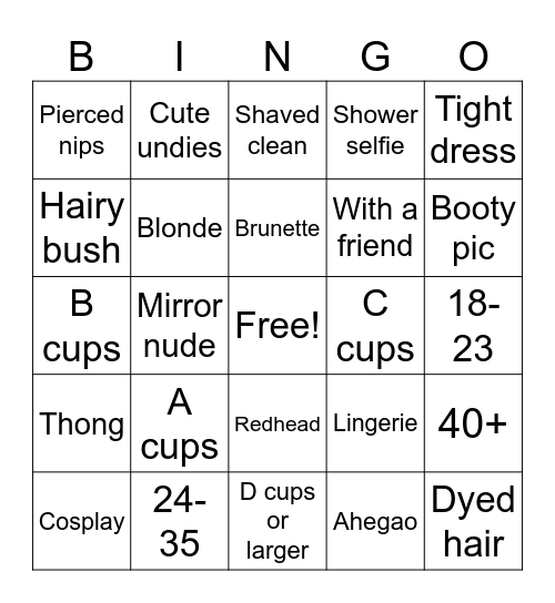 Nudes Bingo Card