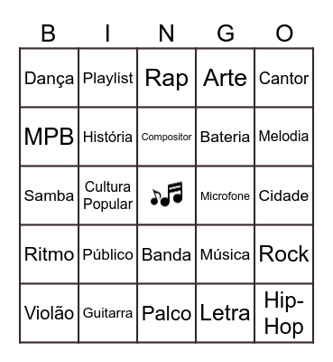 Bingo musical Bingo Card