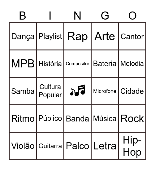 Bingo musical Bingo Card