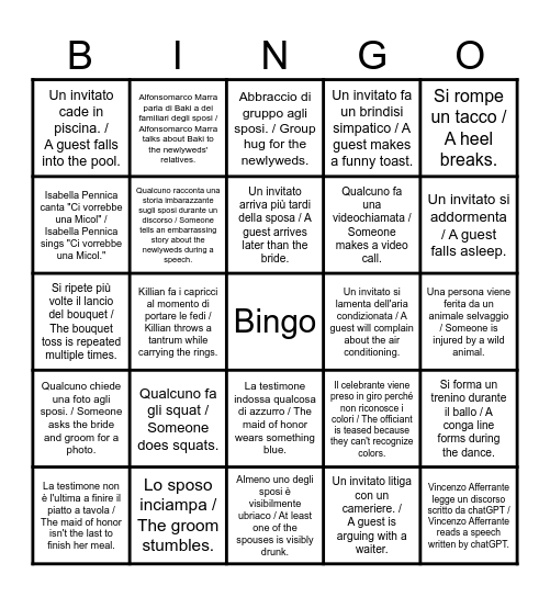 Fanta Matrimonio! Bingo Card