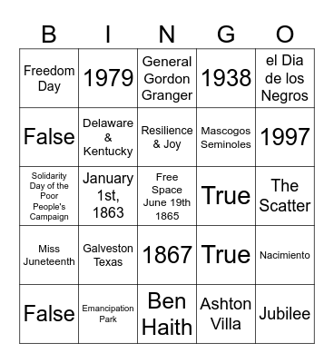 Juneteenth BINGO Card