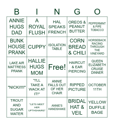 THE PARENT TRAP BACH Bingo Card