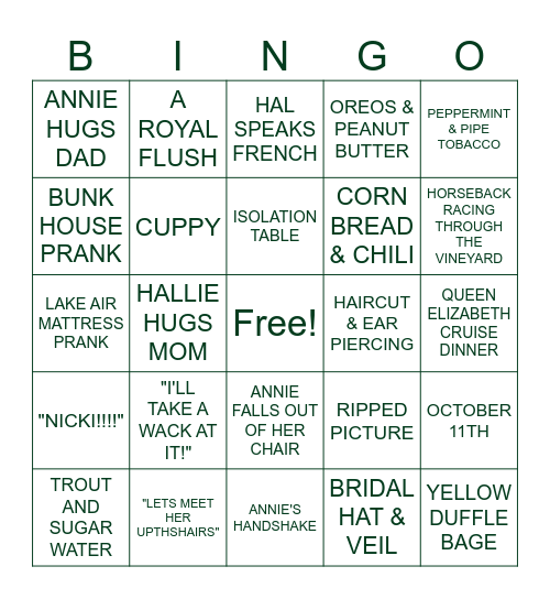 THE PARENT TRAP BACH Bingo Card