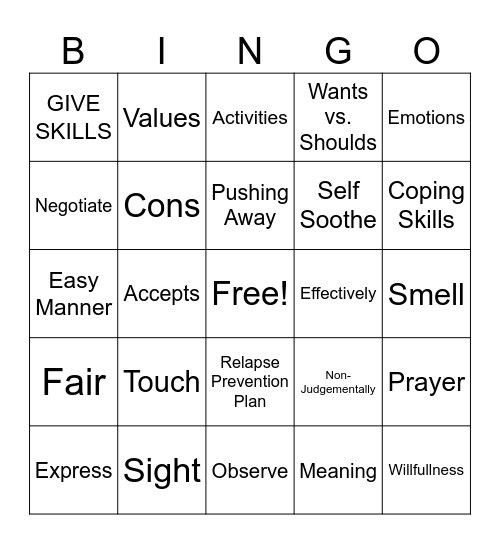 DBT BINGO Card