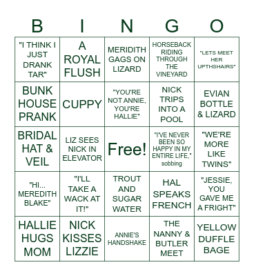 THE PARENT TRAP BACH Bingo Card