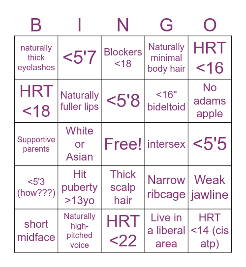 MtF Luckshit Bingo Card