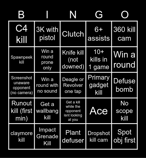 R6 Bingo Card