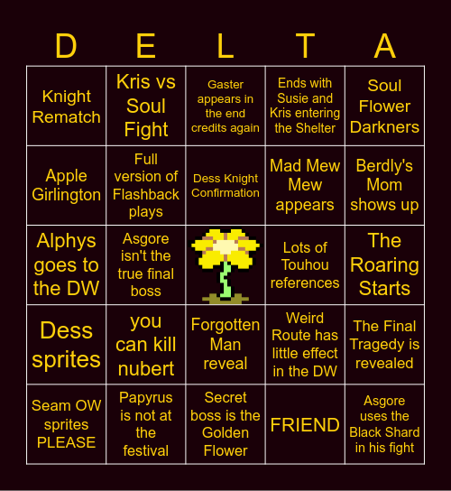 DELTARUNE CHAPTER 5 BINGO Card