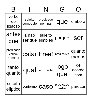 Bingo Revisão Bingo Card