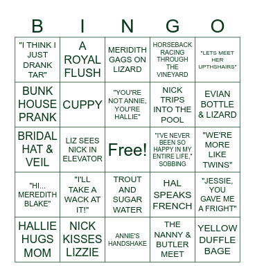 THE PARENT TRAP BACH Bingo Card