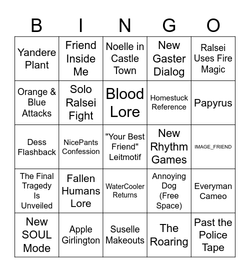 DELTARUNE Chapter 5 Bingo Card