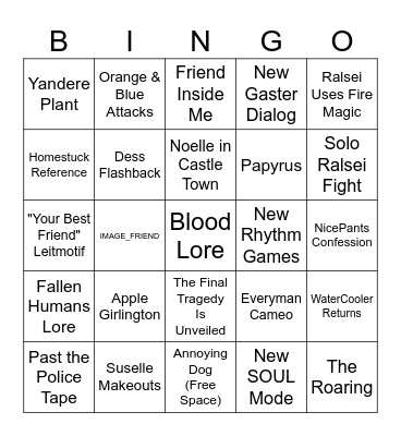 DELTARUNE Chapter 5 Bingo Card