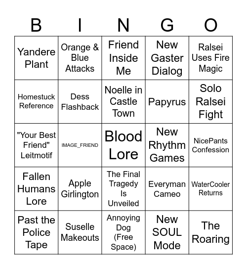 DELTARUNE Chapter 5 Bingo Card