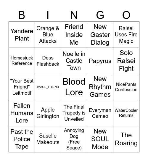 DELTARUNE Chapter 5 Bingo Card