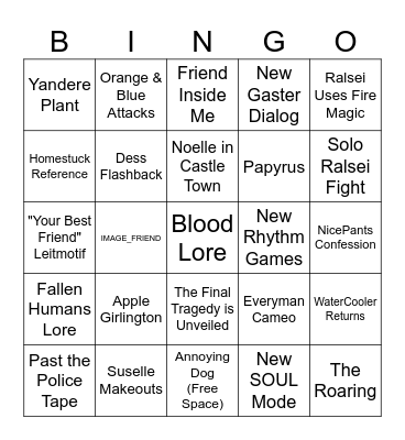DELTARUNE Chapter 5 Bingo Card