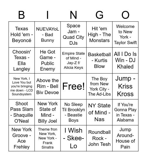 NBA Finals Bingo Card