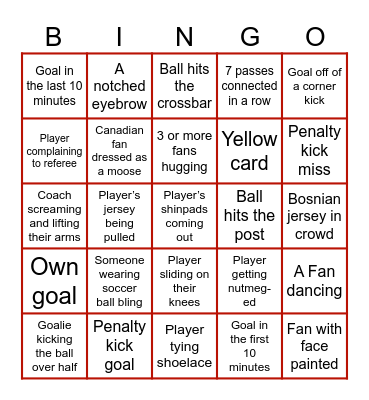 Brockton FIFA BINGO Card