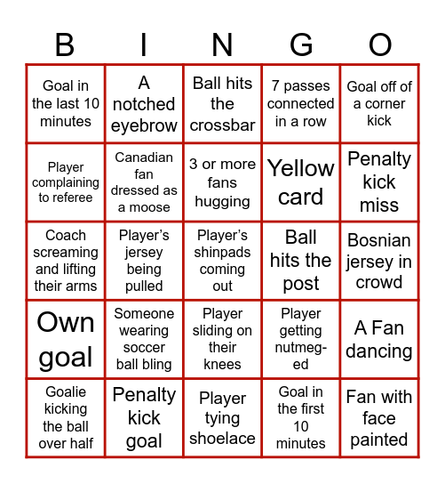 Brockton FIFA BINGO Card